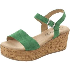 s.Oliver 5-28313-44 Damessandalen met sleehak, groen, 37 EU