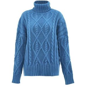 sookie Dames coltrui, trendy gestructureerde pullover polyester turkoois, maat M/L, turquoise, M