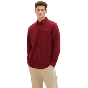 TOM TAILOR Herenhemd, 33870 - Tawny Port Red Tonal Structure, M