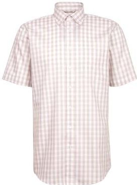 Seidensticker Business overhemd voor heren, comfort fit, strijkvrij, button-down-kraag, korte mouwen, 100% katoen, beige, 40