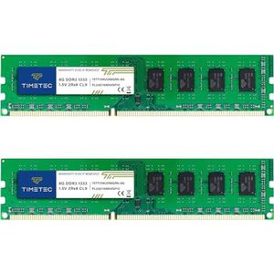 Timetec 16GB KIT(2x8GB) DDR3 1333MHz PC3-10600 Non-ECC Unbuffered 1,5V CL9 2Rx8 Dual Rank 240 Pin UDIMM PC Desktop Computer Geheugen RAM Module Upgrade