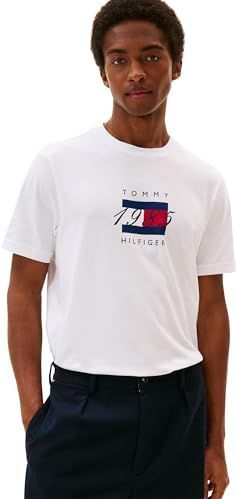 TOMMY HILFIGER - Shirt - Navy/Rood/Wit - Kwartmouw - Normale Pasvorm