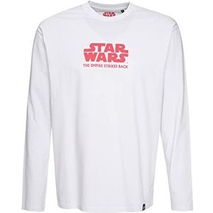 Recovered Men's Star Wars The Empire Strikes Back Pink Poster Print Relaxed L/S White by L T-shirt, L, wit, L