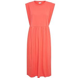 KAFFE Dames Midi Jurk Mouwloos Jersey Zomer, Hot Coral, M