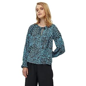 Desires Enur Blouse met lange mouwen, Crystal Teal Print, 42