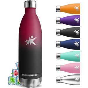 Drinkfles, 1 liter, thermosfles, BPA-vrij, roestvrijstalen waterfles, lekvrij, vacuüm-geïsoleerde thermosfles, gemakkelijk mee te nemen, voor yoga, camping, fitness