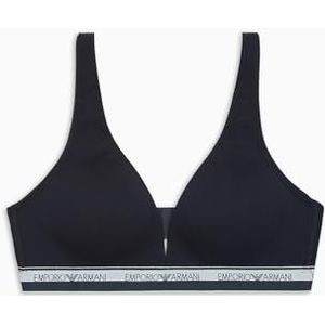 Emporio Armani Stretch Katoen Logoband Gewatteerde Driehoek BH, Marinier, XS