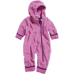 Playshoes Baby fleece jumpsuit, ademende uniseks jumpsuit voor jongens en meisjes, met lange ritssluiting en capuchon, contrasterende kleur, roze (pink 18), 86 cm