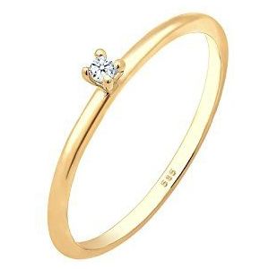 Elli DIAMONDS Ring Dames Verloving Solitaire met Diamant (0.015 ct.) in 585 Geel Goud