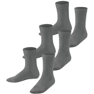 FALKE Unisex Family 3-pack sokken ademend duurzaam biologisch katoen versterkte kindersokken duurzaam antislip huidvriendelijk eenkleurig multipack 3 paar, grijs (Light Grey Melange 3390), 23-26 EU