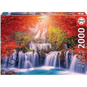 Educa - Puzzel 2000 stukjes voor volwassenen | Waterval in Thailand incl. Fix Puzzle Lijm vanaf 14 jaar (19280)