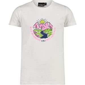 CMP Uniseks T-shirt voor kinderen en jongens, wit-roze fluo, 110