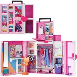 Barbie HBV28 - Droomgarderobe speelset (ruim 60 cm breed) met veel opbergruimte, spiegel, wasmand en meer dan 35 outfit- en accessoire-onderdelen voor meer dan 400 looks, speelgoed voor kinderen vanaf 3 jaar