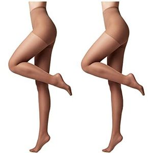Conte elegant 2-pack modellerende panty's voor dames - stimuleert de bloedsomloop, vormgevende panty's dunne damespanty's - ACTIVE 20 bruine kleur maat 8 Brons maat 3