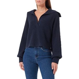 TOM TAILOR Denim Dames Gebreide trui met kraag 1033052, 10668 - Sky Captain Blue, S