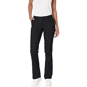 Dickies Women's Slim Fit Boot Cut Stretch Twill Pant, Black, 14 Short