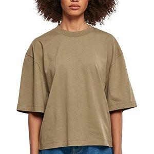 Urban Classics Dames T-shirt van biologisch katoen Ladies Organic Oversized Tee, top voor vrouwen verkrijgbaar in vele kleuren, maten XS - 5XL, Kaki, XL