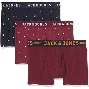 JACK & JONES Boxershorts voor heren, verpakking van 3 stuks, Mehrfarbig (Burgundy Detail:navy Blazer & Burgundy), S
