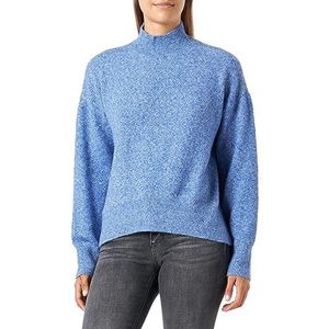 Bestseller A/S Dames VMDOFWOOL LS Highneck GA NOOS trui, Beaucoup Blue/Detail:Melange, L, Beaucoup Blue/Detail:melange, L