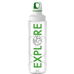 Emsa Drink2Go Tritan N30312 Drinkfles, 0,7 liter, schroefdop, 100% lekvrij, vaatwasmachinebestendig, BPA-vrij, milieuvriendelijk, Explore, transparant/groen