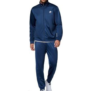 Lotto Trainingspak voor heren, donkerblauw, maat M-5XL, sportpak, regular fit, van 100% polyester, vrijetijdspak met elastische band en praktische zijzakken, joggingpak, blauw, 3XL