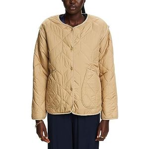 ESPRIT Gerecycled: gewatteerde jas met teddyvoering, Kaki beige, XL