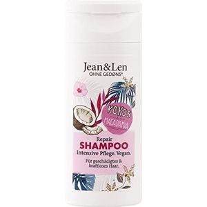 Jean & Len Shampoo Repair kokosolie, macadamia, voor beschadigd & zwak haar, herstelt broos haar, 50 ml reisformaat, 1 stuk