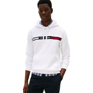 Tommy Hilfiger Heren HILFIGER CHEST INSERT HOODY MW0MW37361 Pullover Hoodie, Wit (Wit), XS, Wit (wit), XS