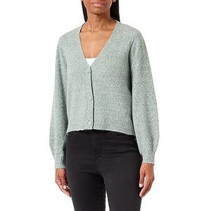 Bestseller A/S Dames VMDOFWOOL LS V-NK Button Cardi GA NOOS gebreide jas, Dark Forest/Detail:Melange, S, Dark Forest/Detail:melange, S
