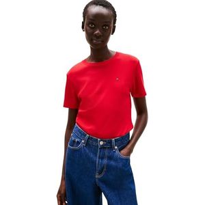 TOMMY HILFIGER Dames SLIM CODY C-NK SS WW0WW40587, Rood, L, Rood (primair rood), L