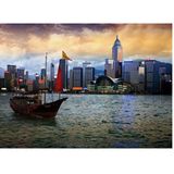 Unbekannt 70548-NL05 D-Toys Puzzel 1000 stuks nachtboot in Hongkong, meerkleurig