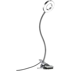 EYOCEAN Led-leeslamp, dimbare klemlamp voor hoofdeinde van het bed, slaapkamer, kantoor, 3 modi & 10 dimniveaus, flexibel klemlicht, inclusief CE-adapter, 7 W, zilver