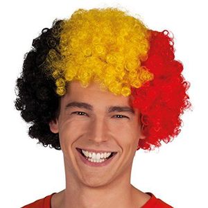 Boland 61903 - Volwassen pruik Afro België, zwart/geel/rood, fan accessoire