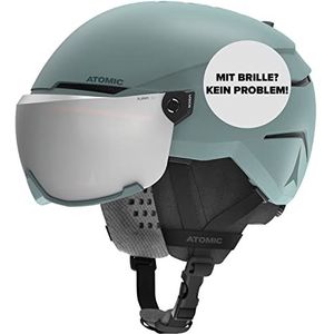 ATOMIC SAVOR VISOR JR Skihelm met vizier, groen, maat XS, voor kinderen en jongeren, maximale schokabsorptie, Active Aircon ventilatie, bril met high-end spiegeling