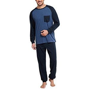 Schiesser Geselecteerde premium pyjama voor heren, lang, tweedelige pyjama, blauw (donkerblauw 803), 60