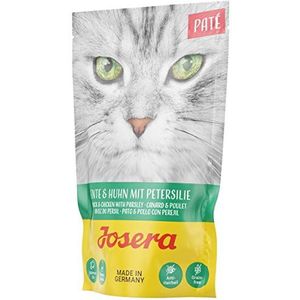 JOSERA Paté eend en kip met peterselie (16 x 85 g) | graanvrij kattenvoer met zalmolie | Super Premium natvoer voor volwassen katten | 16 stuks