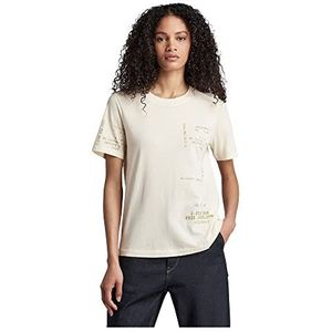 G-STAR RAW Dames Type Gezicht Maat T-Shirt, Wit (Papyrus 4107-D113), XXS