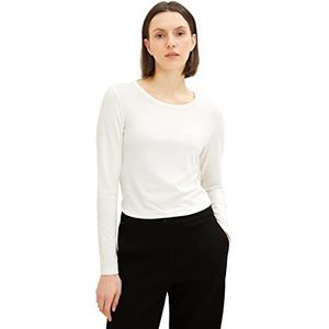 TOM TAILOR Dames Basic shirt met lange 1035396, 10315 - Whisper White, XXL