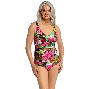 Maxine Of Hollywood Dames V-hals Rouched Twist Front Badpak uit één stuk, Multi//Exotische Jungle, 44 NL