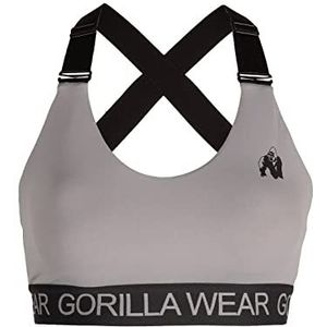 Gorilla Wear - Colby Sports Bra – zwart – sportbeha bodybuilding fitness tight fit bovendeel ondergoed sterke grip yoga dagelijkse bustier, grijs, M