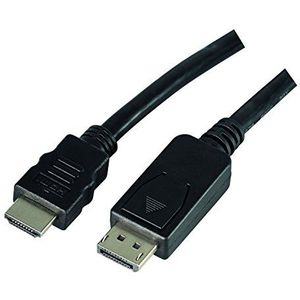 LogiLink CV0066B DisplayPort naar HDMI aansluitkabel met vergulde contacten voor Full HD weergave, 5m zwart