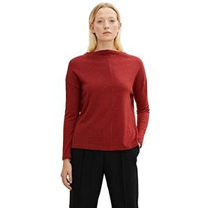 TOM TAILOR Dames Shirt met lange mouwen met omgeslagen opstaande kraag 1034516, 27470 - Dark Maroon Red, S