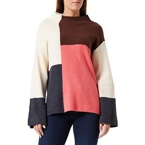 TOM TAILOR Dames Pullover met kleurblok 1032620, 30993 - Brown Pink Colorblock, M