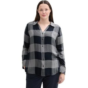 TOM TAILOR Dames Plussize Blouse, 36218 - Blue Check Design, 46 NL