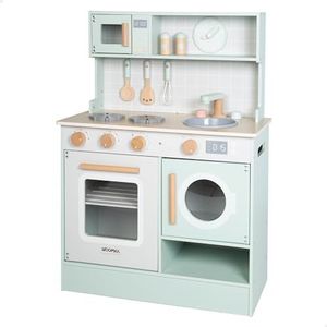 WOOMAX Kinderkeuken elektrisch speelgoed van hout, 60 x 30 x 85 cm, wasmachine, keukenset 3 jaar, 47217