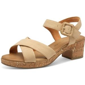 MARCO TOZZI Damessandalen met hak, ronde neus met sluiting, biscuit, 38 EU