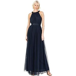 Anaya with Love Maxi-jurk voor dames en heren, lange mouwloze jurk met riem, A-lijn, avondjurk, bal, bal, bruiloft, gast bruidsmeisje, Donkerblauw, 38