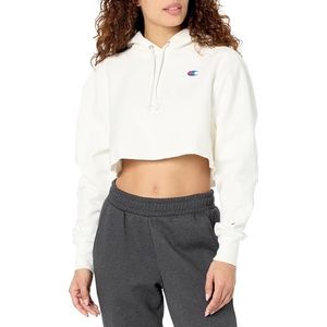 Champion Vrouwen omgekeerde weave bijgesneden afgesneden capuchon sweatshirt, Kleur: wit, L