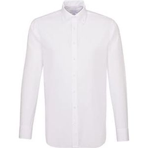Seidensticker Gevormd overhemd lange mouwen button down kraag poplin wit, wit (wit 01), 42