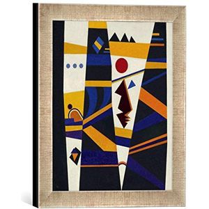 Ingelijste foto van Wassily Kandinsky ""Bindung"", kunstdruk in hoogwaardige handgemaakte fotolijst, 30x30 cm, zilver Raya